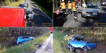 Čelní střet vyhodil auto ze silnice