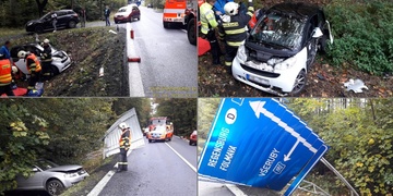 Vozy po střetu skončily v příkopu