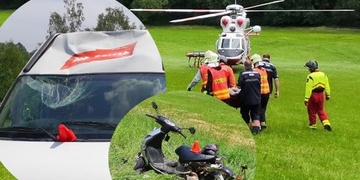 Náraz skútristu odhodil až na střechu dodávky