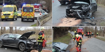 Čelní střet - ulice Na Roudné je uzavřena