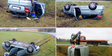 S Fabií se převrátil na střechu