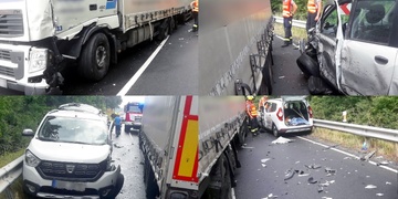 Střet kamionu s osobním vozem