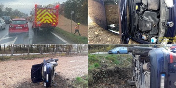 Auto po nehodě skončilo na boku