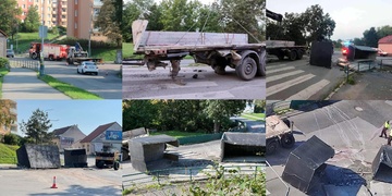 Mnohatunové betonové nádrže ve Stříbře zablokovaly křižovatku