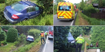 Řidič i s autem skončil na zahradě