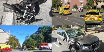 Střet auta s šestnáctiletým motocyklistou