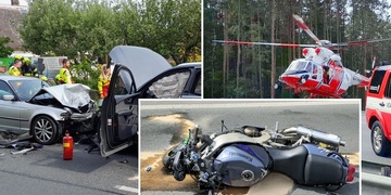 Motocyklista, který způsobil vážnou dopravní nehodu a poté ještě napadl záchranáře, skončil ve vězení