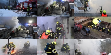 Při rozsáhlém požáru byli zraněni dva hasiči
