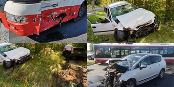 Bourala auta, motorka i autobus