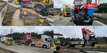 Střet dvou kamionů uzavřel dálnici D5 - článek byl aktualizován