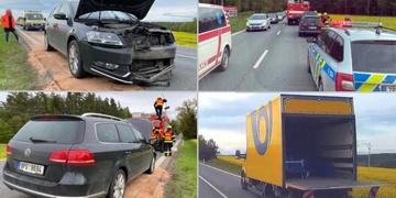 Vozu pošty za jízdy uletělo kolo a způsobilo nehodu