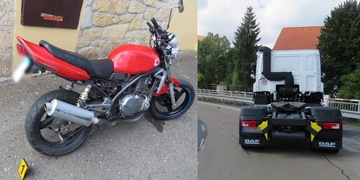 Motocyklista způsobil značnou škodu a utekl od nehody