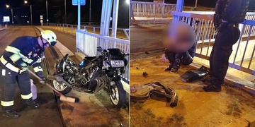 Motorkář popíjel na čerpačce, pak ujížděl hlídce a nakonec se rozsekal na tramvajovém pásu