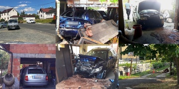 Auto se prohnalo vraty, zahradou a nakonec zdemolovalo garáž i se zaparkovaným vozidlem uvnitř