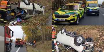 Trabant skončil na střeše