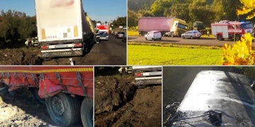 Kamion si při havárii utrhl nádrž