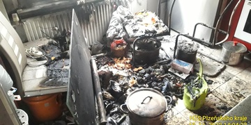 Požár zcela zničil kuchyni bytu