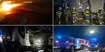 Kouř z požáru nákladu kamionu byl toxický