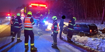 Řidič skončil s autem na pařezech