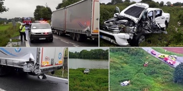 Náraz do náklaďáku pickup zcela zdemoloval