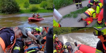 Při záchraně muže musel být nasazen člun hasičů i vrtulník LZS