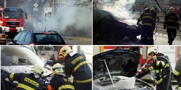 U hlavní pošty shořelo auto