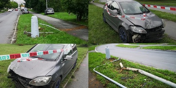 Řidička smetla sloup veřejného osvětlení