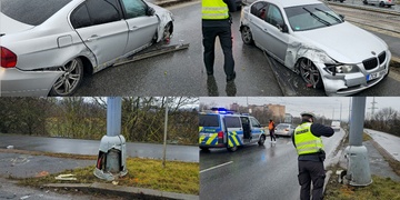 Mladý řidič nezvládl řízení, dostal smyk a narazil do lampy
