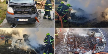 Shořelé auto i ohořelá dodávka