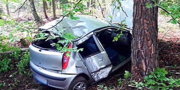 Vůz vyletěl ze silnice a narazil do stromu