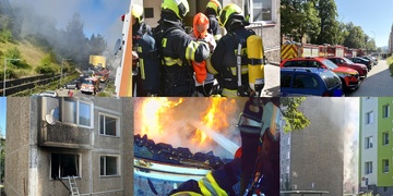 Požáru bytu, kouř uvěznil obyvatele ve vyšších patrech a osm lidí včetně dětí skončilo v péči záchranářů
