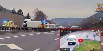 Dopravní nehoda uzavřela dálnici D5 + "video-pozdrav" dvěma řidičům