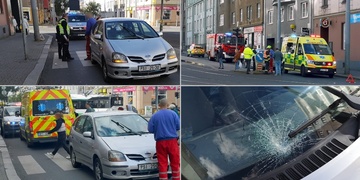 Auto srazilo ženu dobíhající tramvaj
