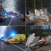 Vozidlo se o strom roztrhalo na kusy