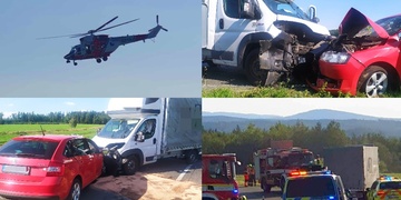 Řidička čelně narazila do protijedoucí dodávky