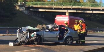 Na dálnici D5 se srazilo auto s koněm, zemřel řidič i kůň