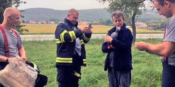 Žakyka se již doma učí nová slova: "Díky hasiči!"
