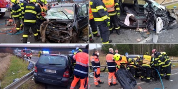 S nákladním vozem protijedoucí auto doslova sešrotoval