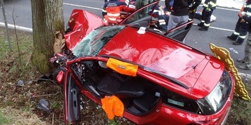 Po nárazu do stromu museli řidiče z vozu vystříhat hasiči