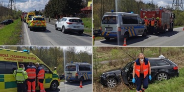 Dopravní nehoda u Skvrňan, řidička byla v bezvědomí