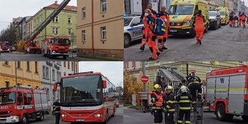 Útočník pobodal dvě osoby, zapálil byt a pokusil se utéct přes střechy - aktualizováno