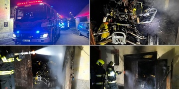 Požár čtyřkolky v garáži