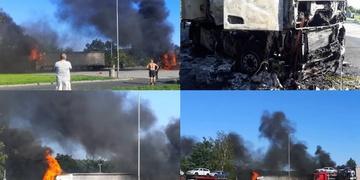 Dva kamiony shořely u benzínky