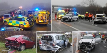 Dodávce došlo palivo a následoval souběh událostí, který skončil hromadnou dopravní nehodou
