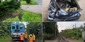 Střet auta s vlakem