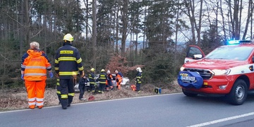 Auto skončilo v lese, řidič v nemocnici