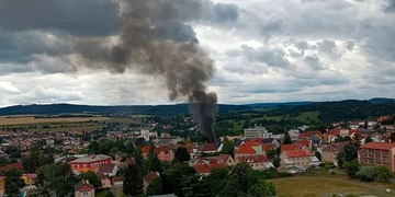 Požár chaty v Tachově