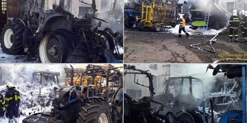 Večerní požár zničil traktory, kombajny a další stroje