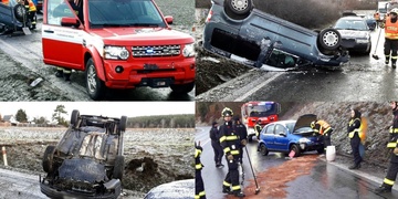 Další nehody přibývají, cestou k zásahu už boural i velitelský vůz hasičů