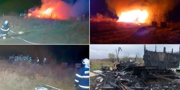 Maringotka shořela, druhou hasiči zachránili